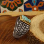 Men’s silver Nishaburi turquoise ring with Habel Al Matin design