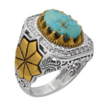 Men’s silver Nishaburi turquoise ring with Mastan design