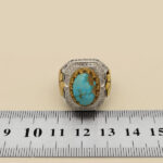 Men’s silver Nishaburi turquoise ring with Mastan design