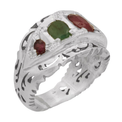 Men’s silver ring with several stones, handmade, Rostam design