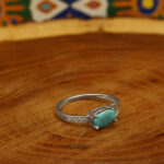 Nishabori silver turquoise ring for women, Saba design
