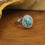 Nishaburi silver turquoise ring for women, Ava design