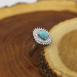 Nishaburi silver turquoise ring for women, Ava design