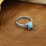 Nishaburi silver turquoise ring for women with water fairy design