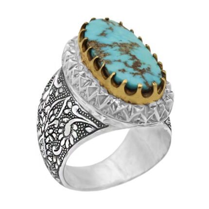 Nishaburi turquoise ring, handmade, men’s silver, Fakher Fardin’s pen design