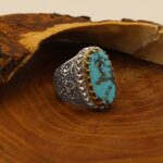 Nishaburi turquoise ring, handmade, men’s silver, Fakher Fardin’s pen design