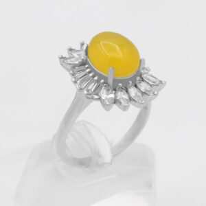 Sharaf Al Shams silver women’s ring with Shahrabano design + engraving