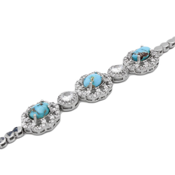 Silver Nishaburi turquoise bracelet for women, septa design