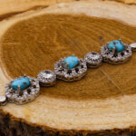 Silver Nishaburi turquoise bracelet for women, septa design