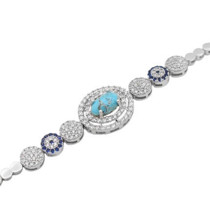 Silver Nishaburi turquoise bracelet for women, Tayyaba design