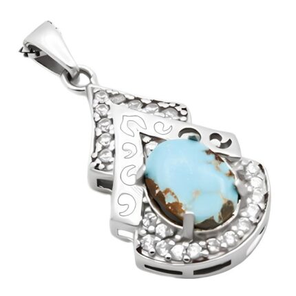 Silver Nishaburi turquoise necklace for women, Mahdia design