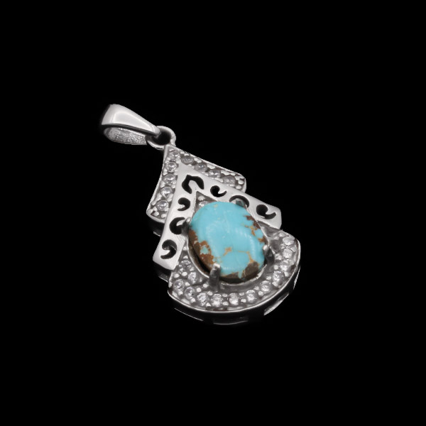 Silver Nishaburi turquoise necklace for women, Mahdia design