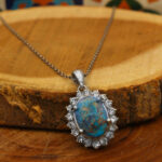 Silver Nishaburi turquoise necklace for women, Sanaz design