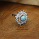 Silver Nishaburi turquoise ring for women, Mona design