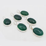 Women’s and men’s silver green agate necklace Salman design + amulet of Imam Javad (AS)