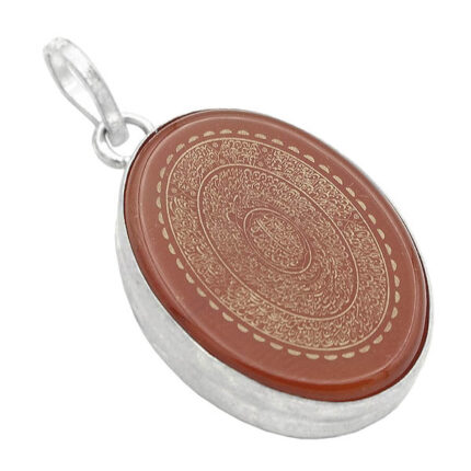 Women’s and men’s silver red agate necklace with blessed remembrance design + amulet of Imam Javad (AS) + Torbat of Imam Hossein (AS)