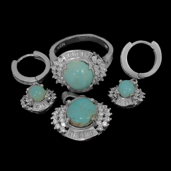 Women’s half-set of Nishaburi turquoise, flower crown design