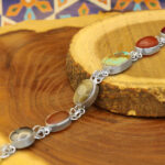 Women’s silver bracelet with a few stones, handmade, Haditha design