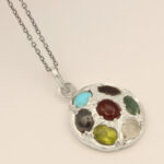 Women’s silver necklace with many gems, the original design of Manji + amulet of Imam Javad (AS)