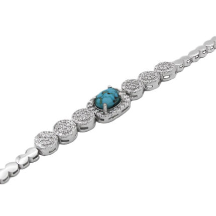 Women’s silver Nishaburi turquoise bracelet with gold design