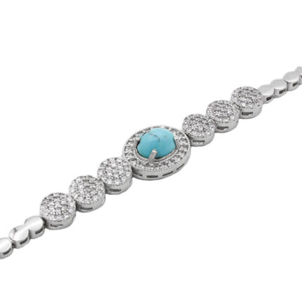 Women’s silver Nishaburi turquoise bracelet with Runak design