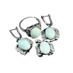 Women’s silver Nishaburi turquoise half set, Khazra design