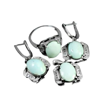 Women’s silver Nishaburi turquoise half set, Khazra design