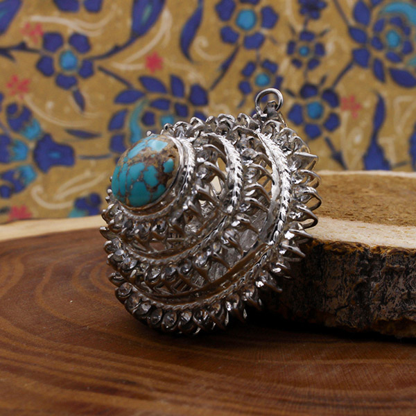 Women’s silver Nishaburi turquoise necklace, Dibarakh design