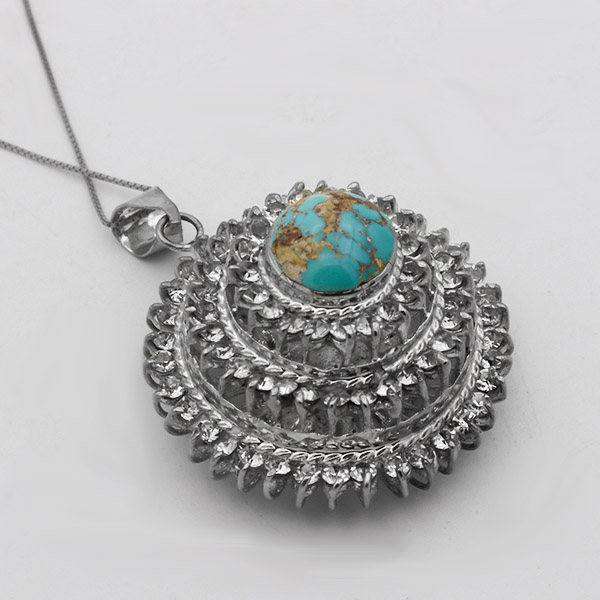 Women’s silver Nishaburi turquoise necklace, Dibarakh design