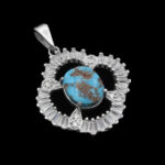 Women’s silver Nishaburi turquoise necklace, Tiho design
