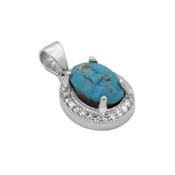 Women’s silver Nishaburi turquoise necklace with omen design