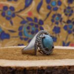 Women’s silver Nishaburi turquoise ring with special design