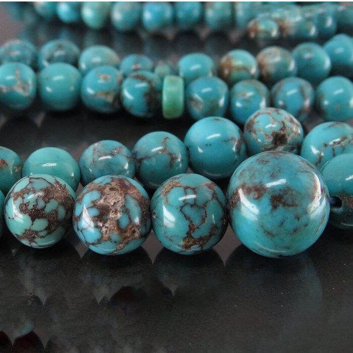 Real Nishaburi turquoise (feroza) Tasbih rosary with 101 beads, enhanced color