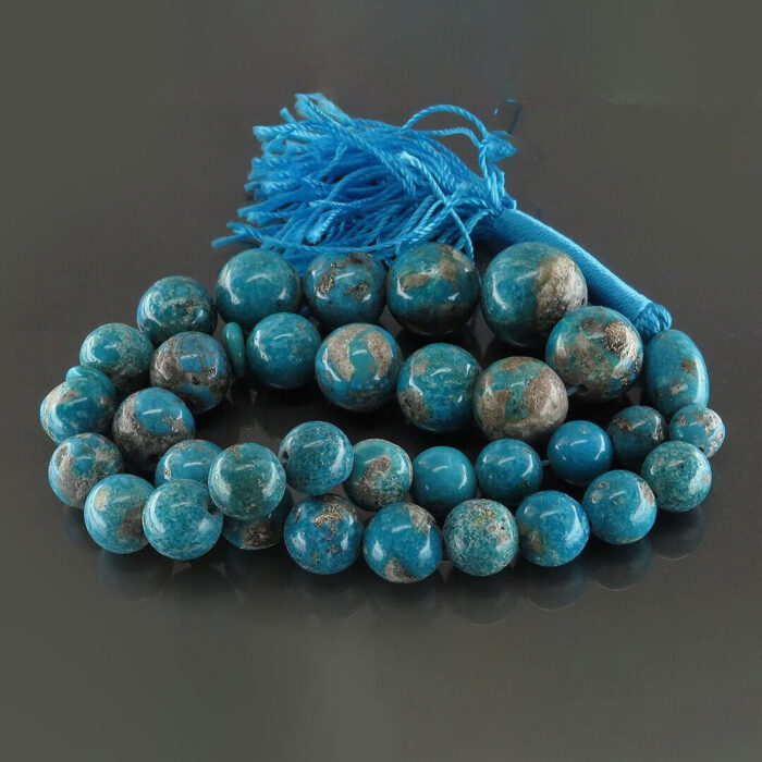 Echter Mashhadi-Türkis (Feroza) Tasbih-Rosenkranz mit 33 Perlen