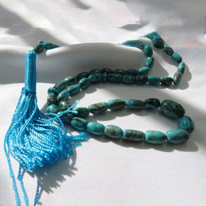 Real turquoise (feroza) Tasbih rosary with 66 beads