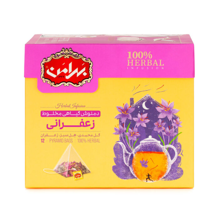 Saffron Herbal Infusion Tea Bag, with Cardamom and Rose buds (6 Packs)