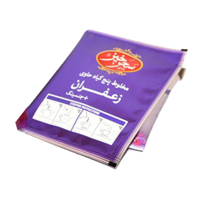 Saffron Ginseng Herbal Infusion Tea Bag, Instant chai, (6 Packs)
