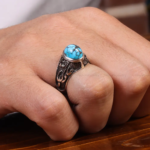 Men’s Sterling Silver Ring with Real Turquoise code 19580 - Image 2