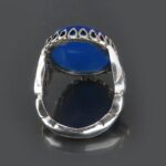 Blue Agate Silver Ring with Surah Al-Kawthar Engraving for Men's & Women's - Image 2