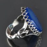 Blue Agate Silver Ring with Surah Al-Kawthar Engraving for Men's & Women's - Image 4