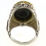 Hematite Silver Ring with Brass Crown, Sahab al-Zaman Design, and Surah Al-Kawthar Engraving - Image 6