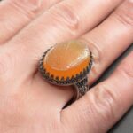 Orange Agate Silver Ring with Surah Al-Kawthar Engraving for Men's & Women's - Image 3