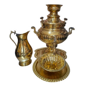 6-Liter Brass & Copper Samovar with Mirror Design – Elegant Utility