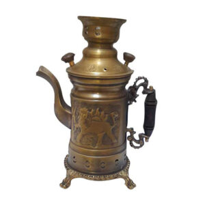 Brass Engraved Hunting Kettle with Lion and Sun Design – Charcoal-Friendly