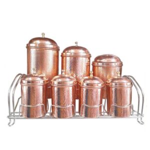 Copper Storage Set with Metal Stand – Luxury & Practicality