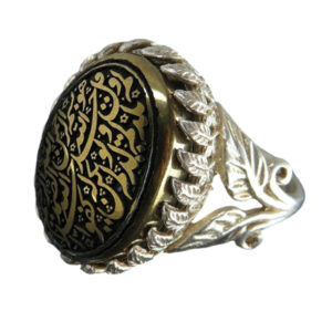 Elegant women's Silver Ring with Black Gold Hadid (Hematite), Spiritual Design