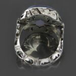 Handcrafted Blue Yemeni Agate Silver Ring with Real Diamond & Surah "Al Asr" Engraving - Image 5