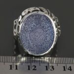 Handcrafted Blue Yemeni Agate Silver Ring with Real Diamond & Surah "Al Asr" Engraving - Image 6
