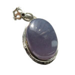 Handcrafted Silver Pendant with Blue Yemeni Agate, Engraved with Surah Al-Ikhlas