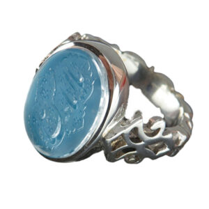 Handmade Silver Ring with Durr-e-Najaf, Engraving Ya Imam Hassan